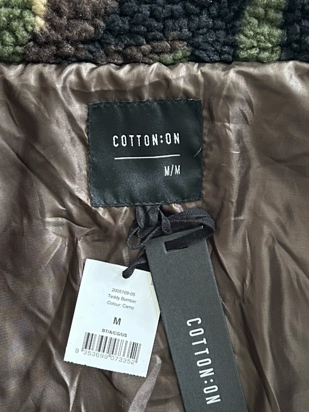 COTTON ON Camo Teddy Bomber Jacket, M NWT - Picture 3 of 7